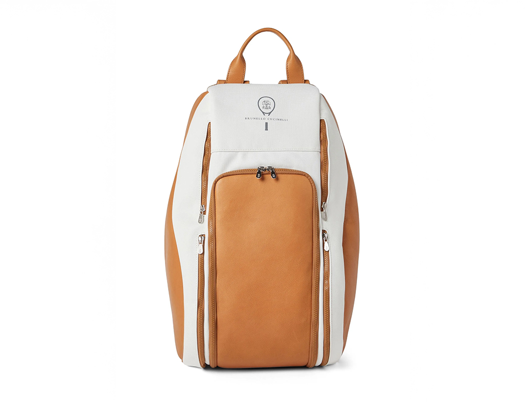 Brunello Cucinelli logo-print leather backpack_