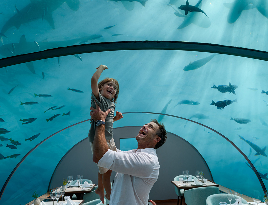 Underwater dining experience at Conrad Maldives Rangali Island